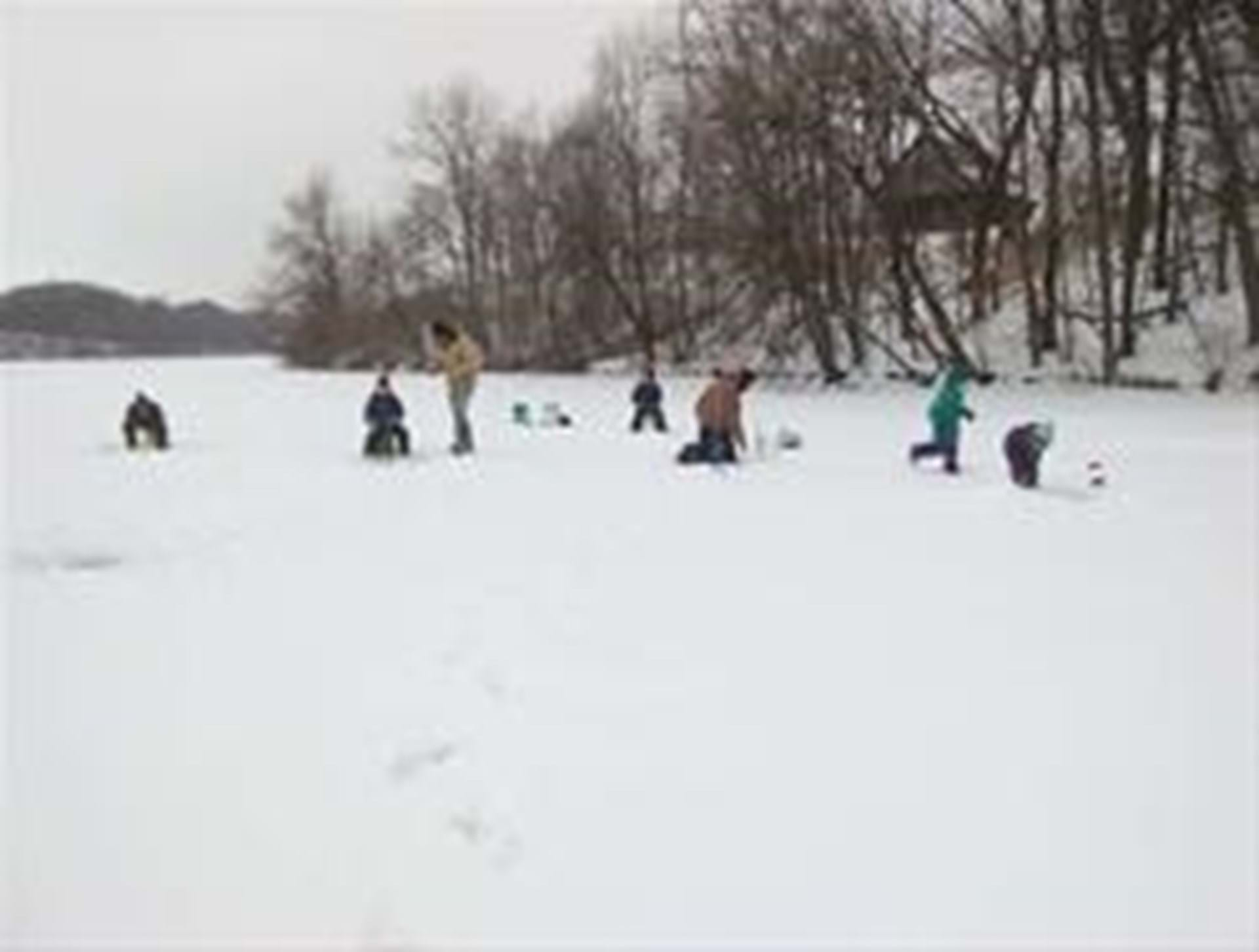 Ice fishing at Briggs Woods Lake